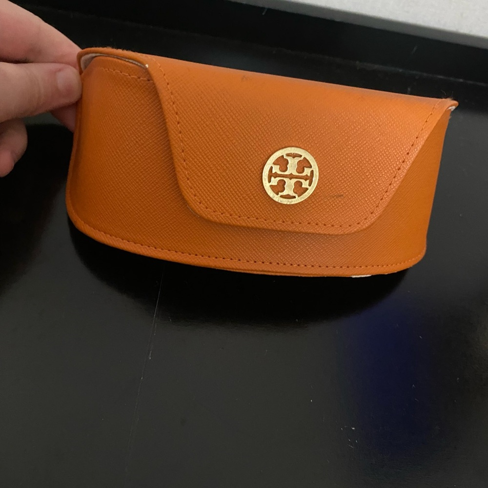 Tory Burch Orange Sunglasses Case with Gold Logo Accent